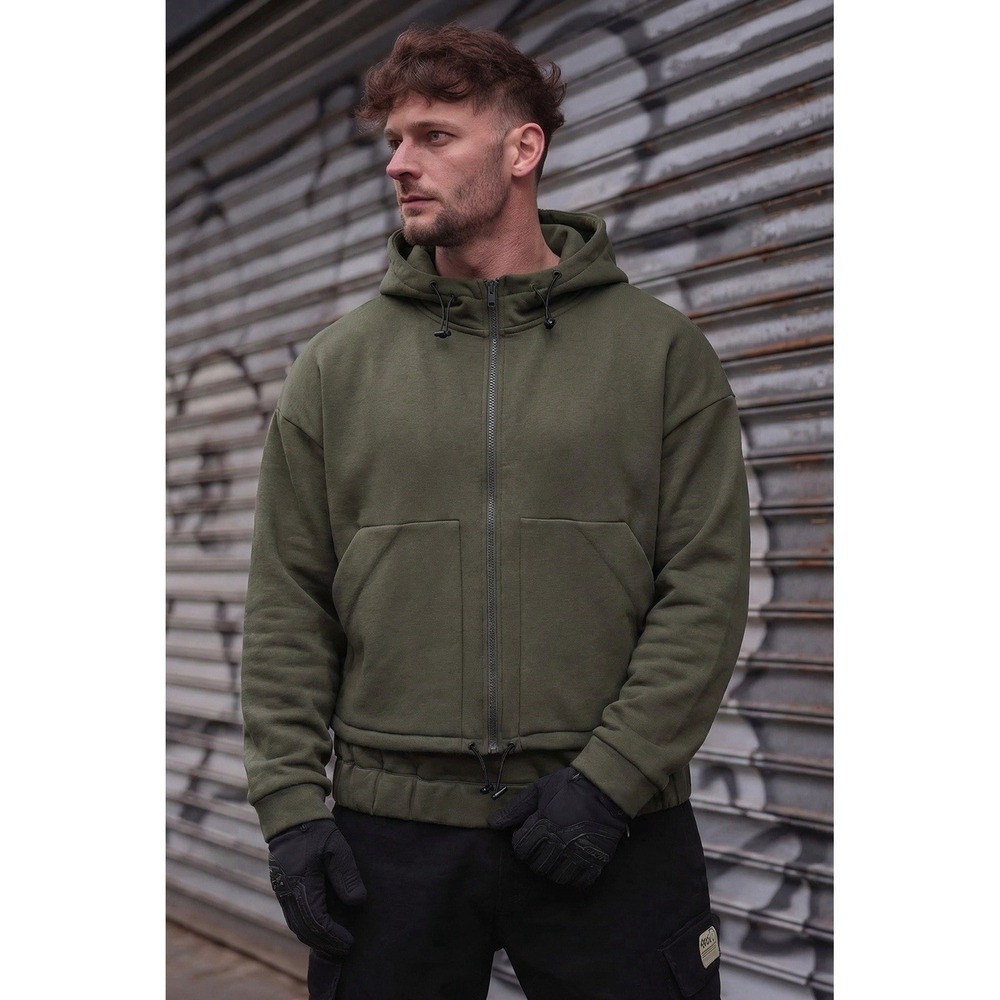 Scuba Hoodie Jacket Mens Small Olive‎ Green Techwear Minimalist Y2K Streetwear